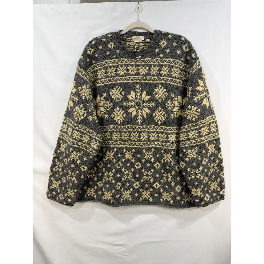 J CREW Vintage 80s 90s 100% Heavy Wool Crew Neck Sweater Size Large Cottagecore